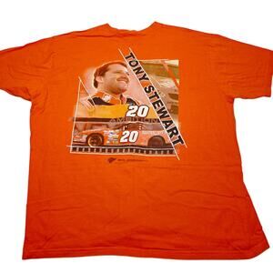 Vintage Tony Stewart NASCAR Shirt Mens XL Orange Home Depot Racing Y2K